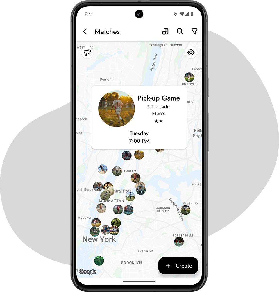 Join football matches near you.