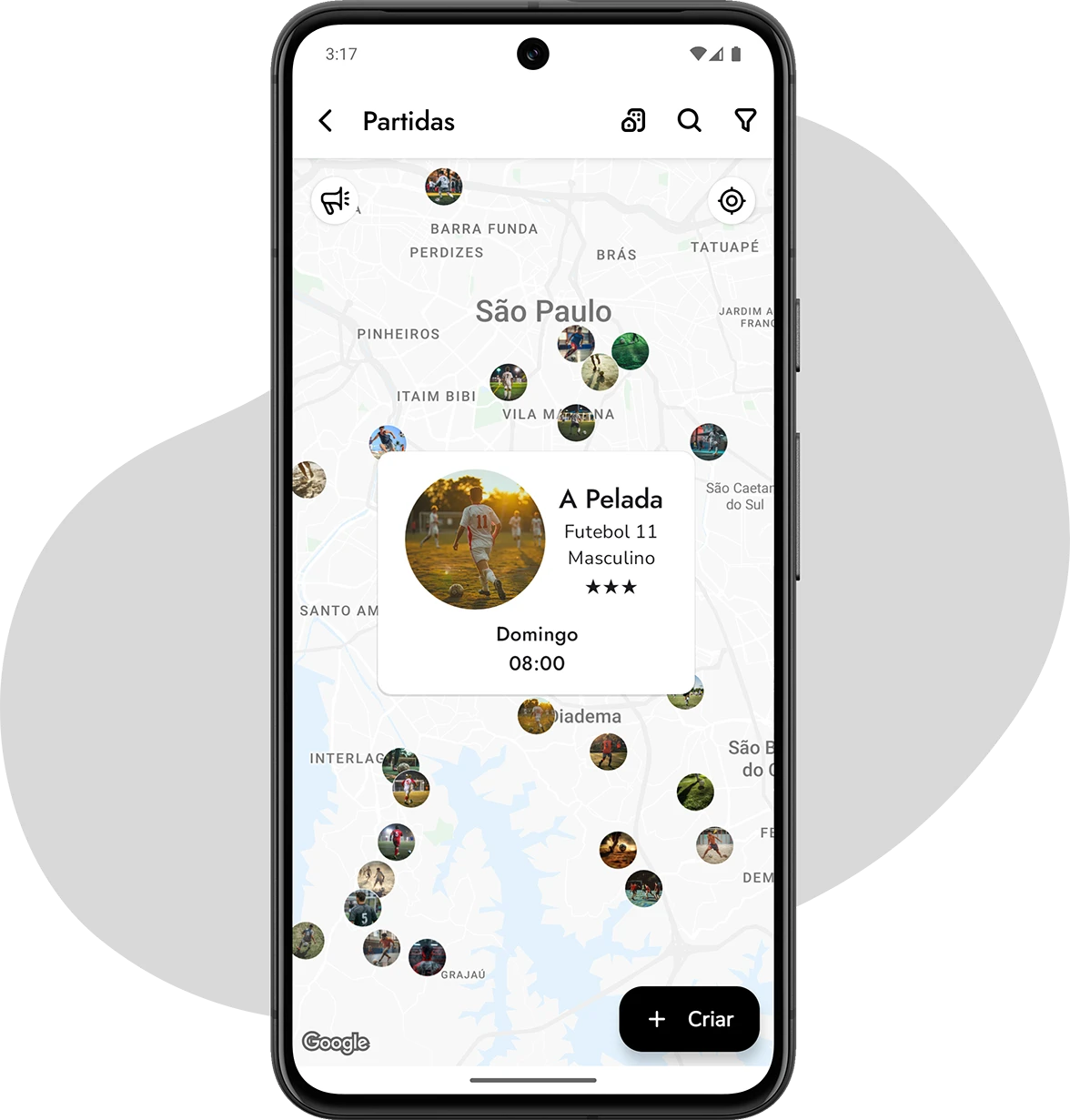 Junte-se a aartidas de futebol perto de você.