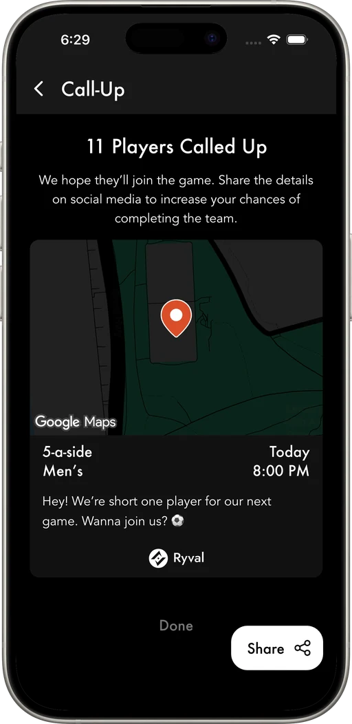 Find soccer players near the field to fill out your game.