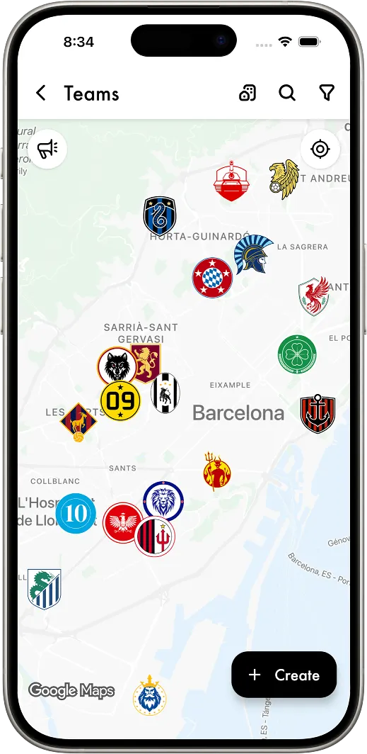 Voetbalteams in jouw stad.