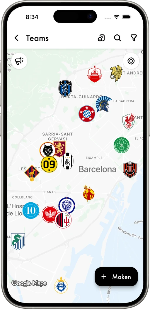 Voetbalteams uit je buurt die tegenstanders zoeken.