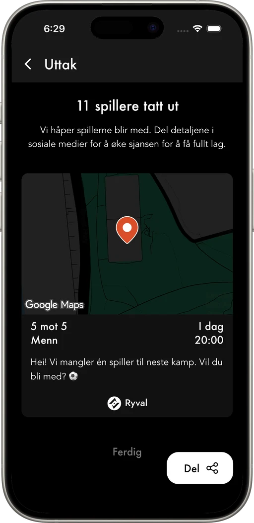 Samle spillere i nærheten av banen og få stilt fullt lag.