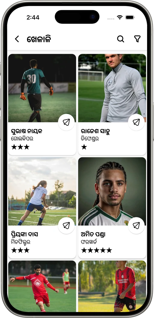 ସାହିର ଫୁଟବଲ ଖେଳାଳିଙ୍କୁ ଭେଟ।