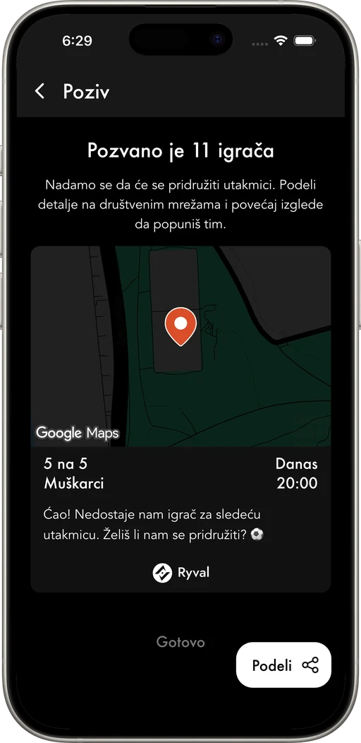 Skupi igrače blizu terena i kompletiraj ekipu.